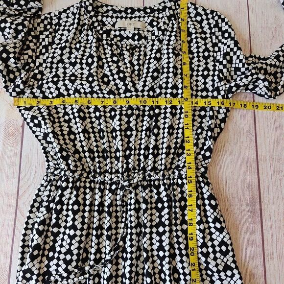 Ann Taylor LOFT diamond print tie waist shirt dress sz SP - Picture 7 of 10